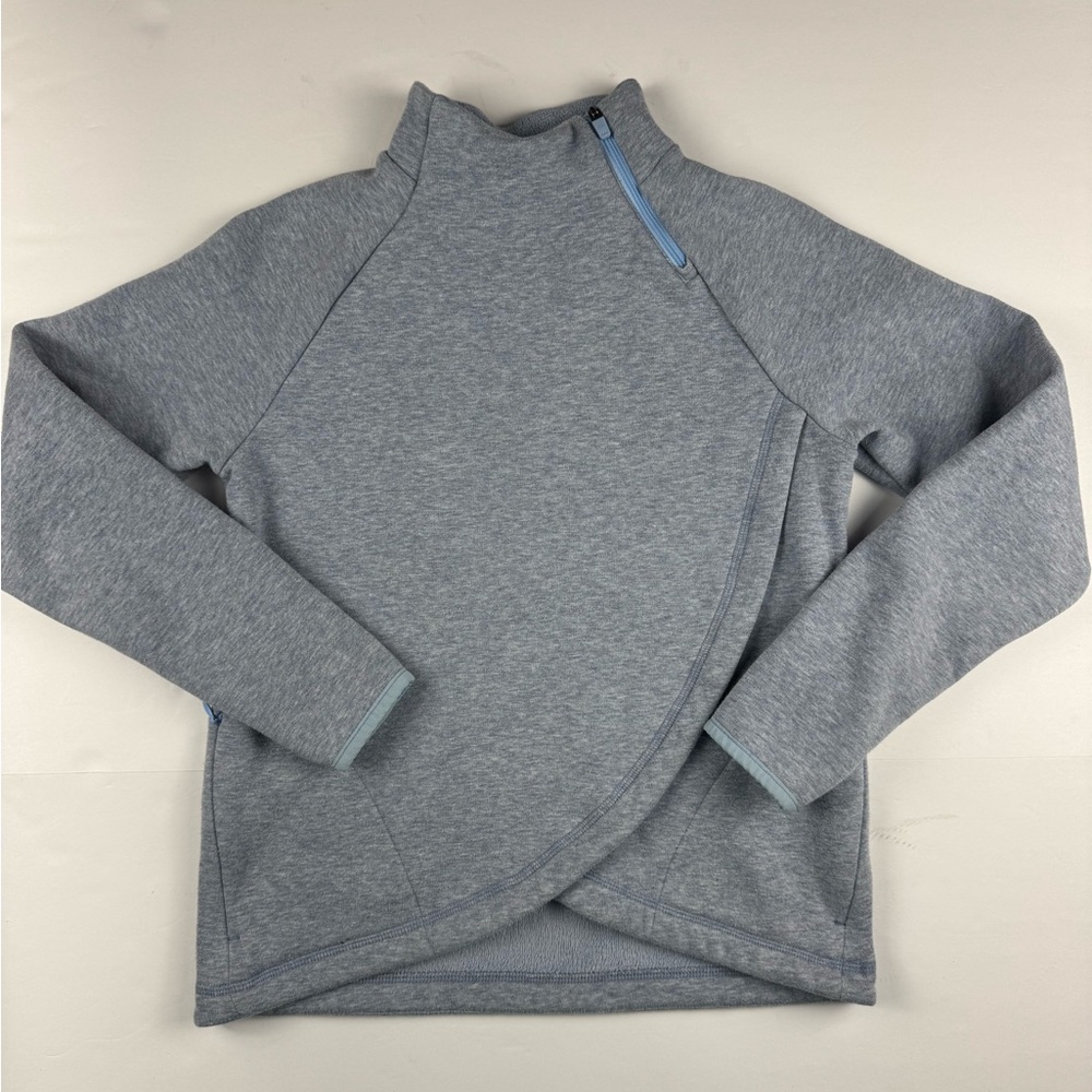 Athleta Girl Cozy Karma wrap pullover in light blue fleece lined size G/12